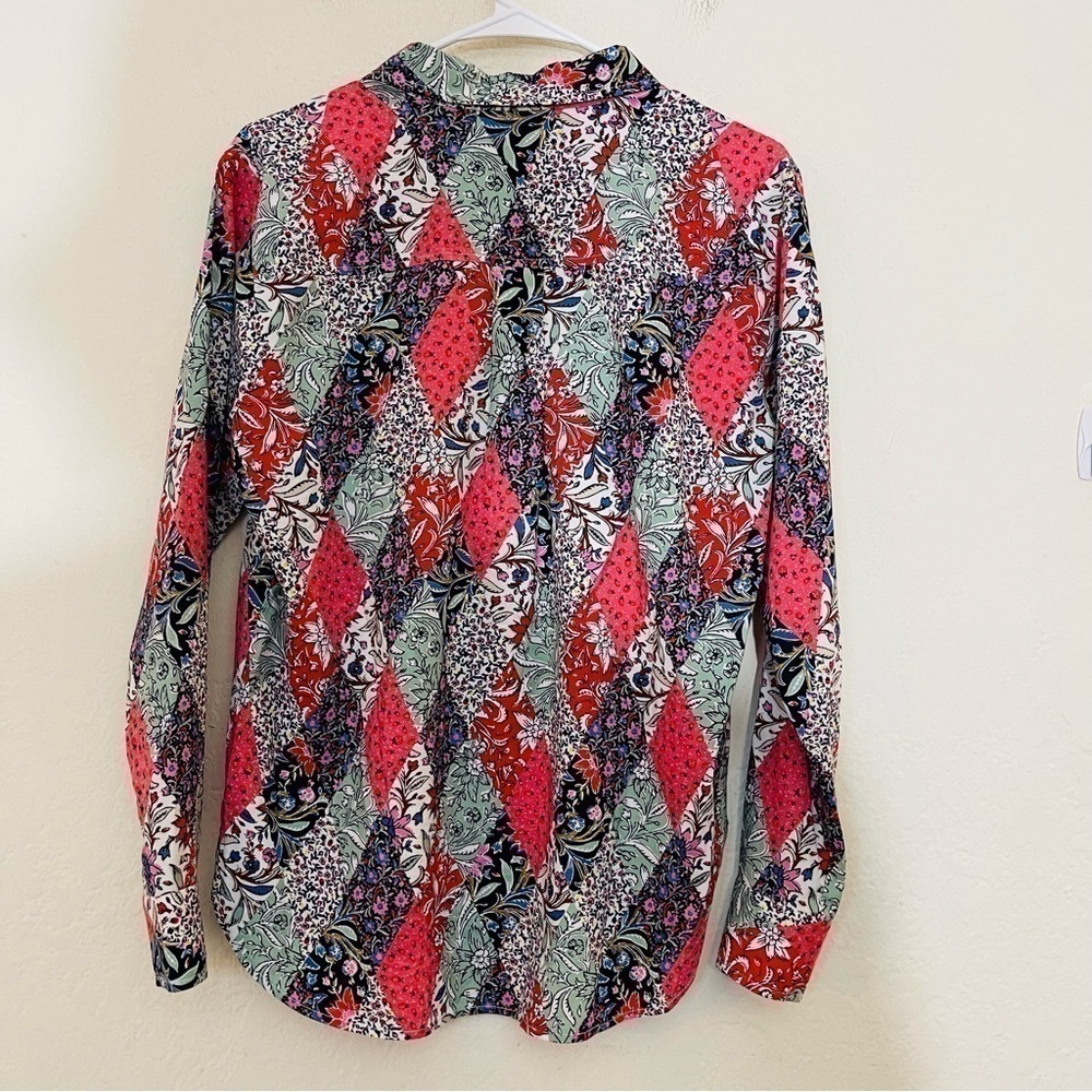 Loft Patchwork Bloom Everyday Pocket Button Down … - image 4